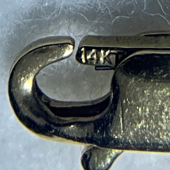 VINTAGE 14K Gold Blue Pearl Tin Cup Necklace - Picture 6 of 16